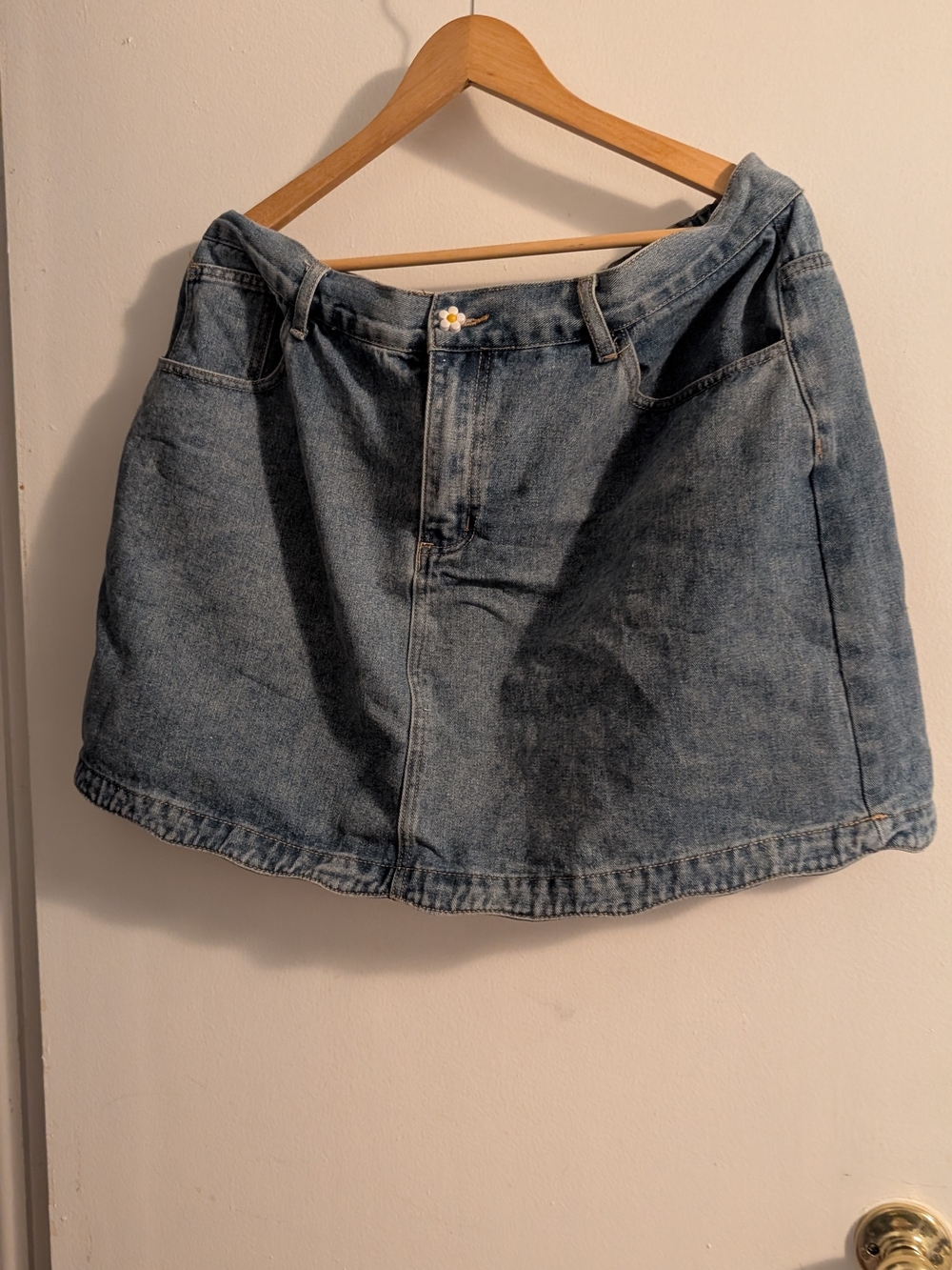 Cider Light Blue Denim Mini Skirt